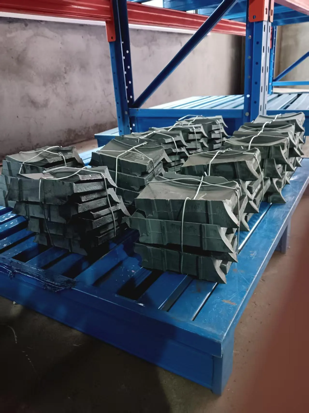 Batched shot blasting wear parts prepared for quantity and RFQ review