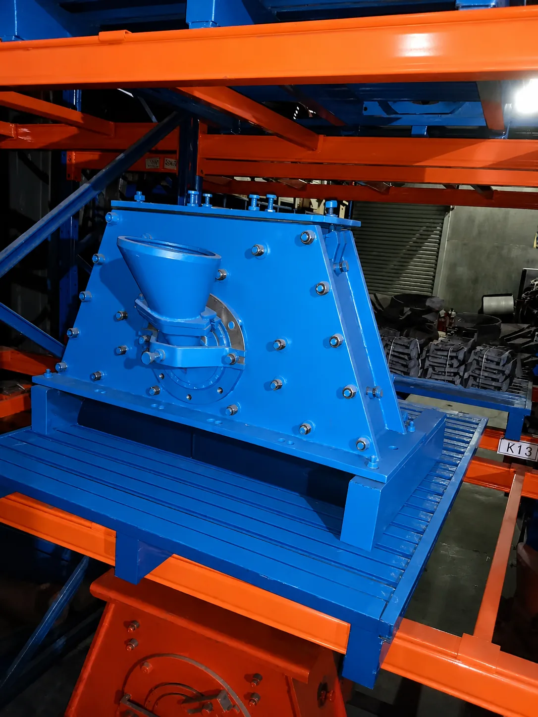 Blast wheel assembly photographed before spare-part removal for identification