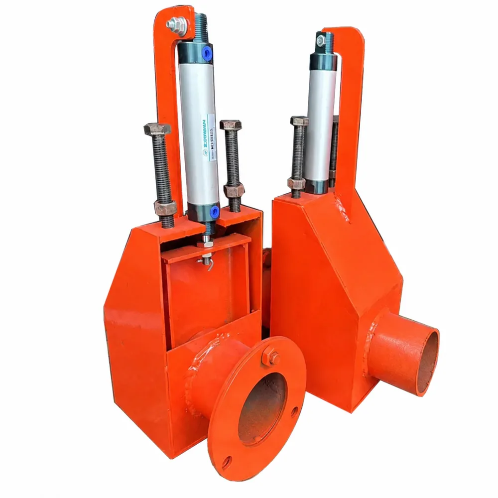Pneumatic blast media dosing valves with mounting and connection details
