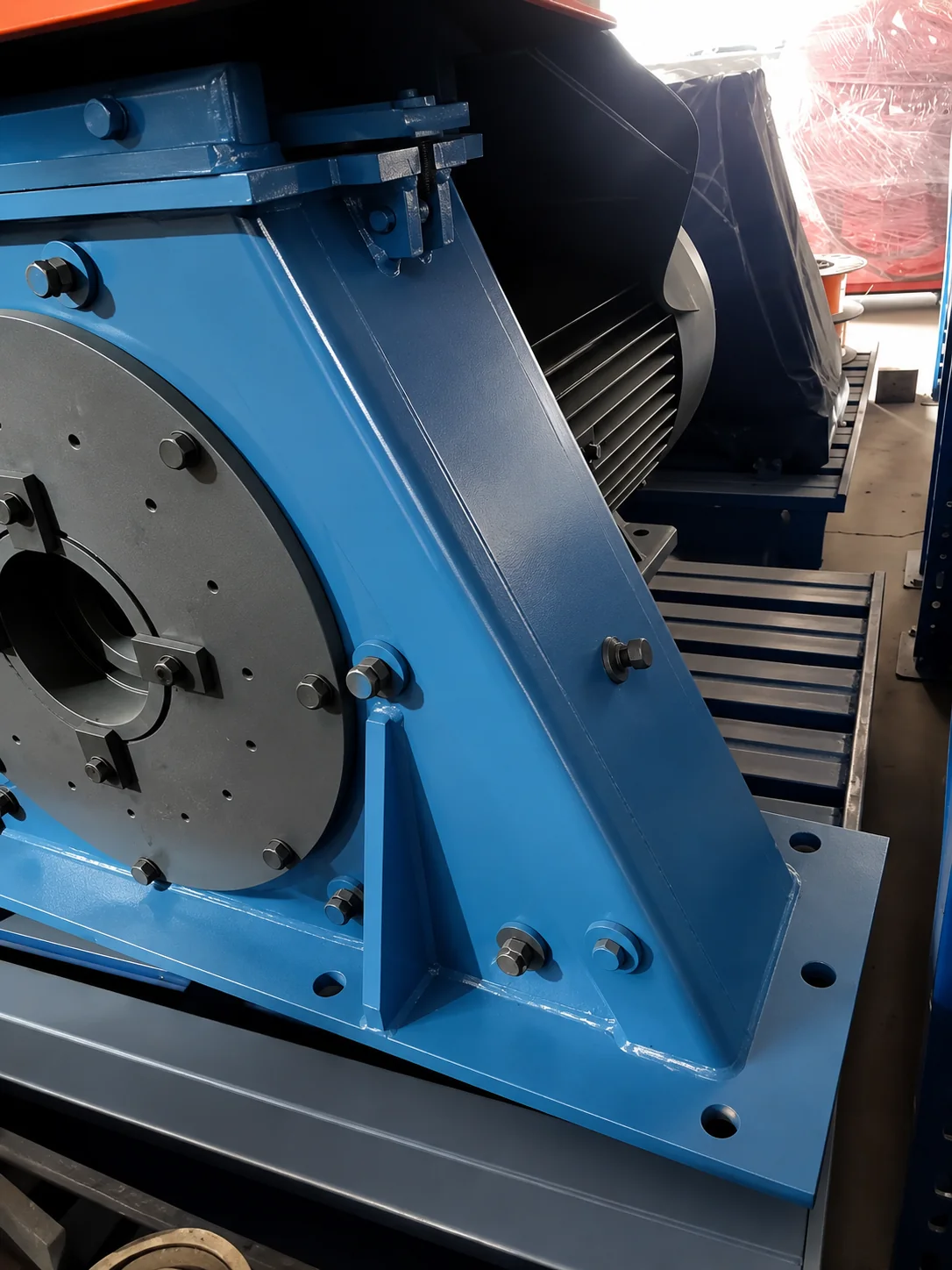 Blast wheel assembly motor-side and housing detail