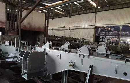 Fabricated replacement structure prepared for a chassis-frame shot blasting line project
