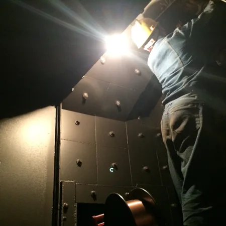 Internal liner installation documented during the same domestic equipment project