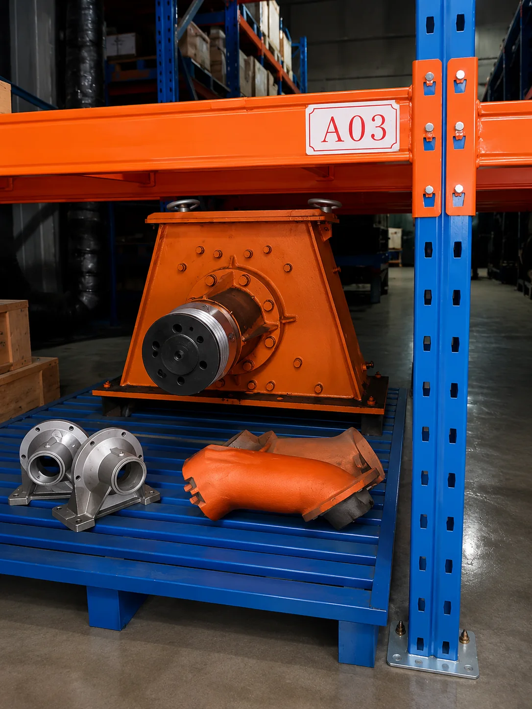 Blast wheel assembly and spare parts prepared for replacement review